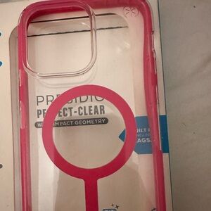 Speck Pink iPhone Case with Clear Design for 14 pro max